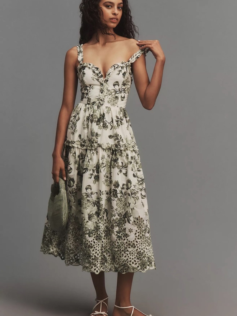 By Anthropologie Sleeveless Sweetheart A-Line Midi Dress